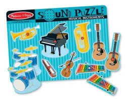 Melissa & Doug Musical Instruments Sound Puzzle - Wooden Peg Puzzle 8 Pcs