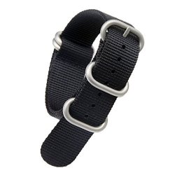 24MM Black Deluxe Premium Nato Style Sturdy Exotic Soft Nylon Sport Men's Wrist Watch Band Wristband