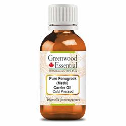 Greenwood Essential Pure Fenugreek Methi Carrier Oil Trigonella Foenumgraecum 100% Natural Therapeutic Grade Cold Pressed 100ML 3.38 Oz
