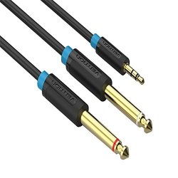Magideal 3.5MM Plug To Double 6.5MM Adapter Male To Male Audio Cable Black 0.5METER