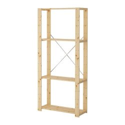 1 Bay Diy Modular Pine Wooden Shelf With 4 Levels Of Shelves 2.1M High - 600MM