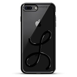 Black Initial L4 Luxendary Chrome Series Designer Case For Iphone 8 7 Plus In Titanium Black Trim