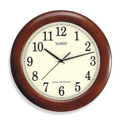 La Crosse Technology 12-INCH Atomic Wall Clock With Dark Red Wood Frame. Automatically Updates For Daylight Saving Time. Measures 12" In Diameter