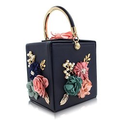 Women Milisente Flower Evening Clutch Bags Vintage Box Purse Handbag For Wedding