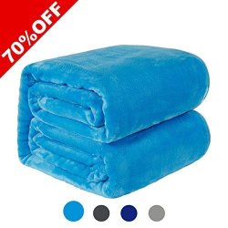 GSM WARMHARBOR330 Fleece Blanket Super Soft Warm Fuzzy Lightweight Couch For Bed sofa Blanket Queen 90X90 Inch Lake Blue
