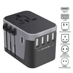Universal Travel Adapter Usb-c International Power Adapter Worldwide Plug Adaptor With 4 USB Ports Type-c 3.0A Fast Wall Charger All In One Ac Converter
