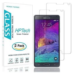 Galaxy Note 4 Screen Protector 2-PACK Hptech Samsung Galaxy Note 4 Premium Tempered Glass 9H Hardness Crystal Clear Bubble Free With Lifetime Replacement Warranty
