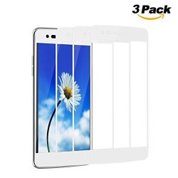 3 Pack LG K8 2017 Screen Protector Tempered Glass Rosa Schleife Ultra Thin 9H Hardness Explosion-proof Anti-scratch Bubble-free Clear Tempered Glass Screen Protector For LG K8 2017 Version-white