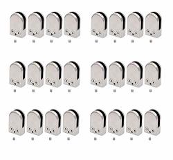 24PCS Stainless Steel Glass Clamp 6-8MM Glass Clamps Adjustable Glass Bracket Flat Back For Balustrade Staircase Handrail