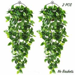 2pcs Artificial Hanging Plants 3.6ft Fake Ivy Vine Fake Ivy Leaves For Wall  House Room Patio Indoor Outdoor Decor (no Baskets)