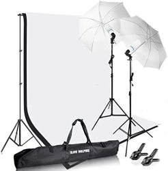 Slow Dolphin Photography Photo Video Studio Background Stand Support Kit With Muslin Backdrop Kits White Black 1050W 5500K Daylight Umbrella Lighting Kit