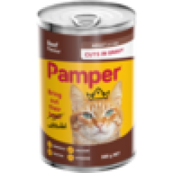 Pampers Pamper Beef Flavoured Cuts In Gravy Cat Food Can 385G