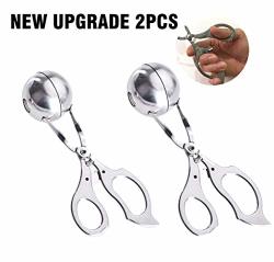 2 Pcs None-stick Meat Ballers Stainless Steel Meat Baller Tongs Cake Pop Meatball Maker Ice Tongs