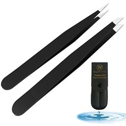 3-PACK Rapid Vitality Slant & Pointed Tweezers Set With Case 2-PACK Stainless Steel Best For High Precision Daily Beauty Routines Eyebrows Ingrown Facial &