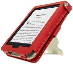Igadgitz Premium Pink On Cream Floral Pu Leather Case Cover For New Amazon Kindle 2014 Touchscreen 7TH Generation With Viewing Stand + Auto Sleep wake + Hand Strap