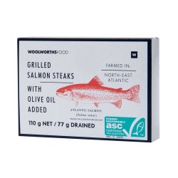 Grilled Salmon Steaks With Olive Oil 110 G