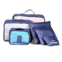 6 In 1 Outdoor Traveling Household Clothing Storage Bag Included Six Pieces Suit Dark Blue