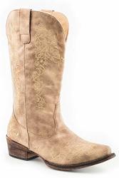 Roper Womens Vintage Beige Faux Leather Judith Cowboy Boots 9