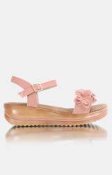 Ladies Flower Detail Sandals - Mink - Mink UK 8