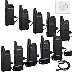 Retevis RT22 Two Way Radios License-free Rechargeable Walkie Talkies 16 Ch Vox Channel Lock Emergency Alarm 2 Way Radio 10 Pack And Programming Cable