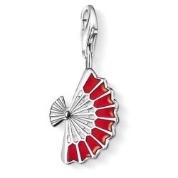 Charms - 925 Silver Filled - Clip On - Classic Red Chinese Fan