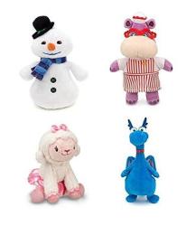 Disney Junior Jr Doc Mcstuffins 8 1 4" Chilly Beanbag Snowman And 8" Hallie Hippo Bean Bag Plush Doll