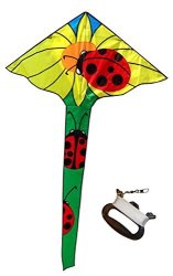 Sunflower Ladybug Large Delta Kite With String Handle Carrying Bag Kids Toy Kite