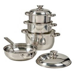 Mainstays - 8 Piece Stainless Steel Solid Lids Pot Set