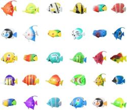 30 Pcs Aquarium Fish Tank Decorations Plastic Lifelike Floating Fish