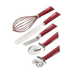Cake Boss 55084 Stainless Steel Tools And Gadgets 5-PIECE Baking And Decorating Tool SET44 Red