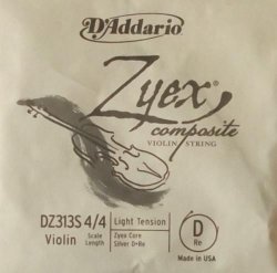 D'addario Zyex Violin String - Single D String Full Size Light Tension