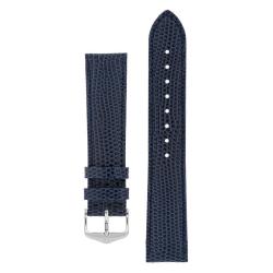 Rainbow Lizard Embossed Leather Watch Strap In Blue - 20MM Silver
