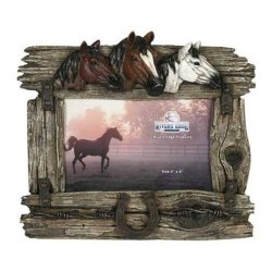 Rivers Edge Products 3 Horse With Barbed Wire Picture Frame