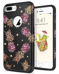 Bentoben Iphone 8 Plus Case Iphone 7 Plus Case Hybrid Hard PC Cover Soft Silicone Rubber Bumper With Colorful Pineapple Pattern Shockproof Anti-scratch Protective
