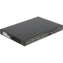 Dahua 24-PORT Ethernet 10 100 Unmanage Poe Switch With Total 240 Poe Budget Black
