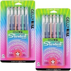 Sakura 37904 6-PIECE Gelly Roll Assorted Colors Stardust Meteor Pen Set 2-PACKS