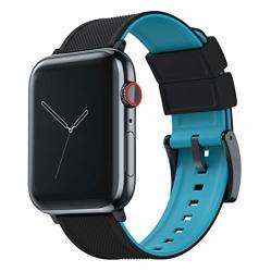 Black & Aqua 42MM & 44MM - Barton Elite Silicone Watch Bands - Black Buckle. - Choose Color - Compatible With All Apple Watches