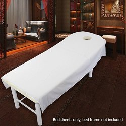 Inlar Massage Bed Sheet 2PCS Beauty Facial Massage Bed Sheets With Hole Polyester Salon Spa Linens For Beauty Salon Hotels Massage Tattoo Mattress Cover