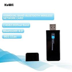 KuWFi 11AC 450MBPS Dual Band Wireless Network USB Adapter +bluetooth 4.0 Receiver Wireless USB Network Card Bluetooth Wifi Dongle 2 In 1 Function Dual