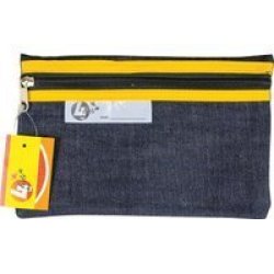 4KIDS - School Pencil Bag Denim - 22CM Yellow