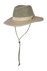 Large Spf 50+ Vented Outback Safari Sun Hat W Chin Strap Mesh Breezer Cap