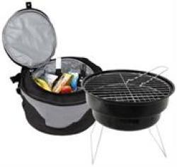 MINI Braai Kit & Cooler Bag P2224 - Includes: Stand Legs Grills And Cooler Bag 2 Zip Compartments Front Pouch Handle And Adjustable Shoulder