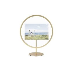 Umbra Brass Infinity Picture Frame Unique Circular Display For Desk Or Wall Floats 4X6 Photo 4 X 6