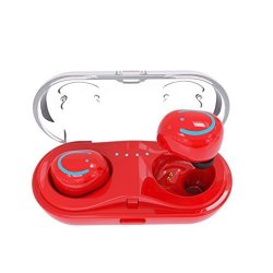 True Wireless Earbuds Bluetooth Headset Emubody Invisible Wireless Headphone Stereo Earphones In-ear MINI Tws Twins True Wireless For Gym Running Workout Red