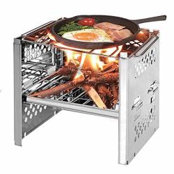 Alisy Bbq Grill Rack Tools Outdoor Portable Foldable Camping Stove Wood Stove Stainless Steel Grill