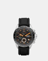 Fossil Gts Black Rubber Watch - One Size Fits All Orange