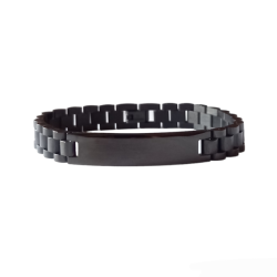 Men Black Stainless Steel Identification Bracelet