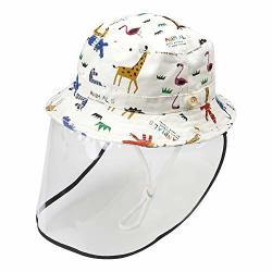 Happy Cherry Kids Sun Hats With Face Visor Shield Face Protection Cotton Prevent Saliva White