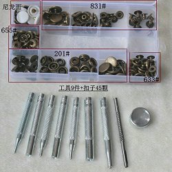655 633 831 201 Metal Snap Button Press Stud Poppers Working Fixing Tools + Metal Snaps Button