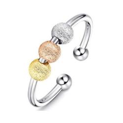 Adjustable Gold silver Plated Bead Spinner Ring - Rose Gold And Silver